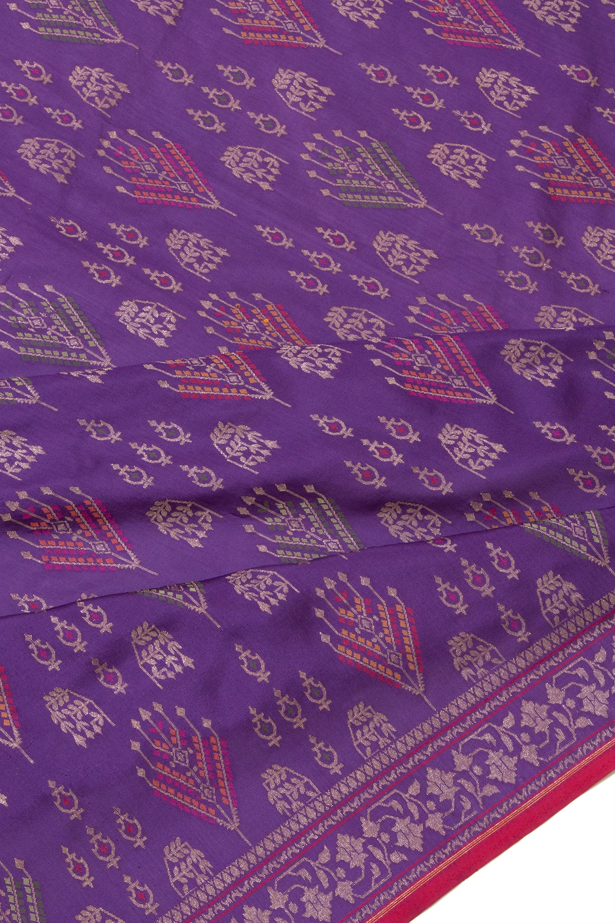 Banarasi Silk Meenakari And Brocade Violet Saree