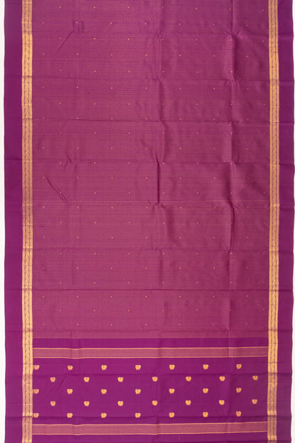 Classic Kanchipuram Silk Vertical Lines And Butta Purple Saree