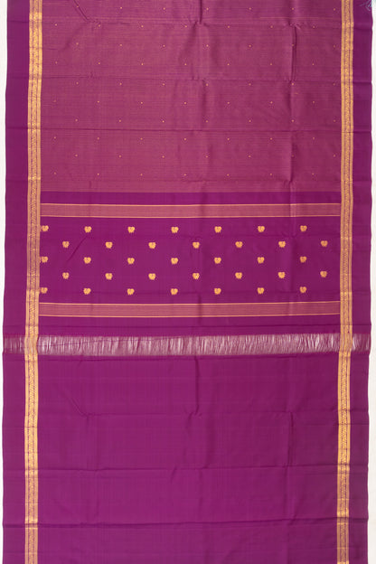 Classic Kanchipuram Silk Vertical Lines And Butta Purple Saree