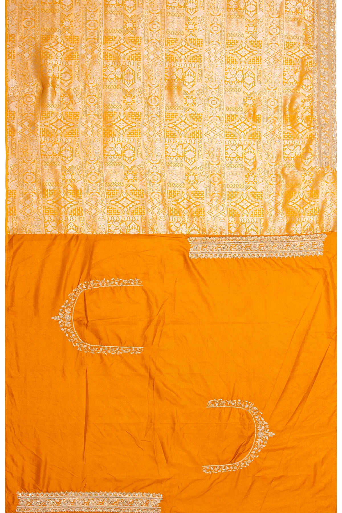 Banarasi Silk Brocade Yellow Saree With Embroidery Border