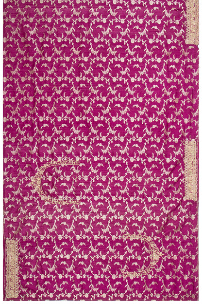 Banarasi Tussar Jaal Purple Saree With Zardosi Border