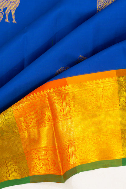 Kanchipuram Silk Pichwai Butta Royal Blue Saree