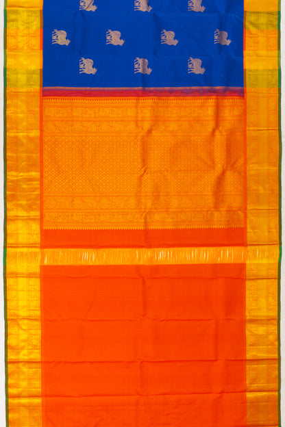 Kanchipuram Silk Pichwai Butta Royal Blue Saree