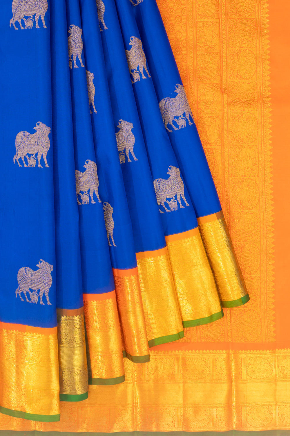 Kanchipuram Silk Pichwai Butta Royal Blue Saree