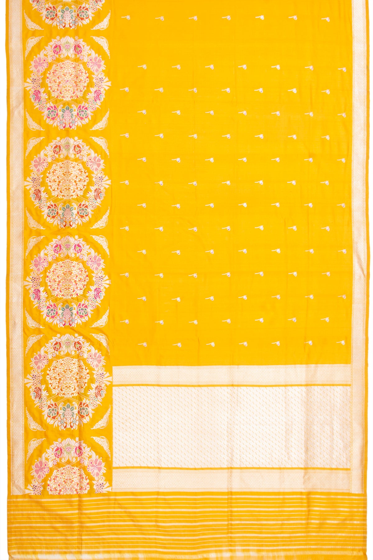 Thread Banarasi Silk Butta Yellow Saree