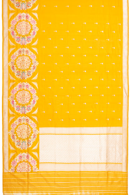 Thread Banarasi Silk Butta Yellow Saree