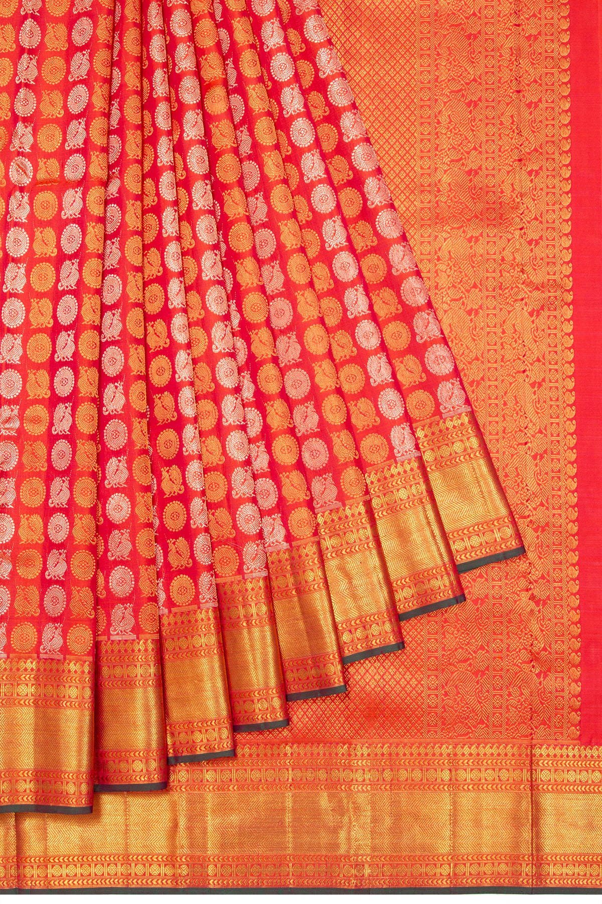 Kanchipuram Silk Brocade Red Saree