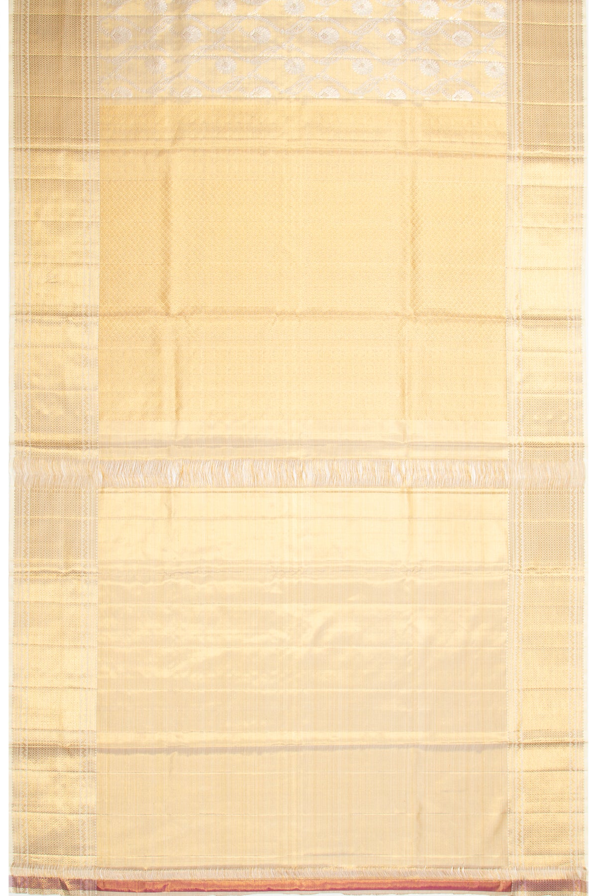 Kanchipuram Silk Tissue Jaal Gold Saree