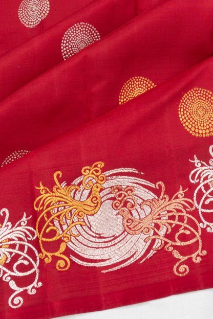 Kanchipuram Silk Butta Redish Pink Saree