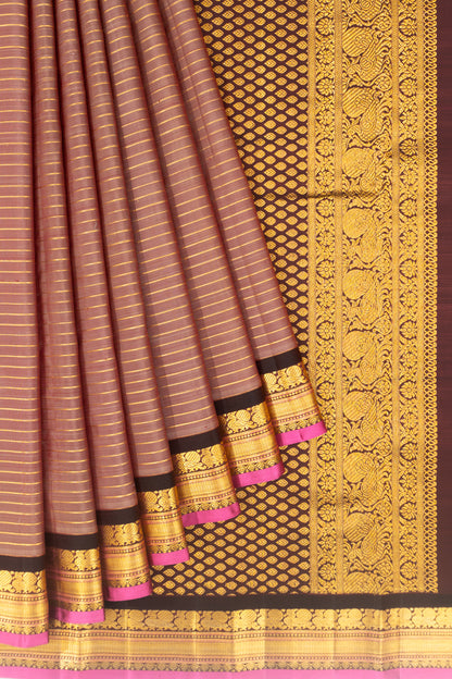 Classic Kanchipuram Silk Oosi Lines Snuff Saree