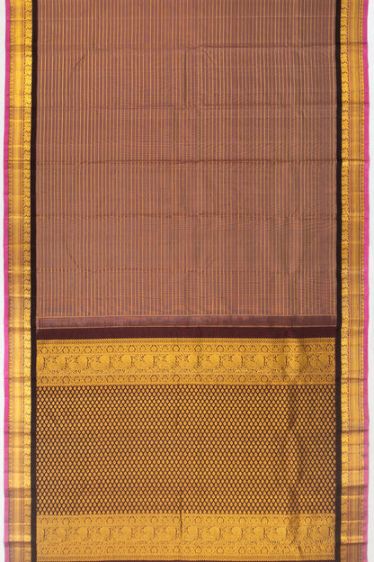 Classic Kanchipuram Silk Oosi Lines Snuff Saree