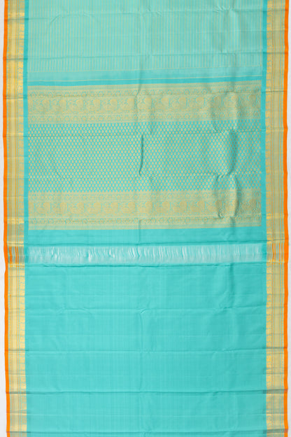 Vintage Kanchipuram Silk Oosi Lines Light Blue Saree