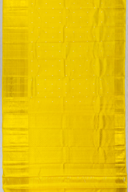 Kanchipuram Silk Tissue Butta Lemon Yellow Saree