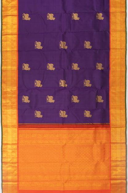 Kanchipuram Silk Pichwai Butta Violet Saree