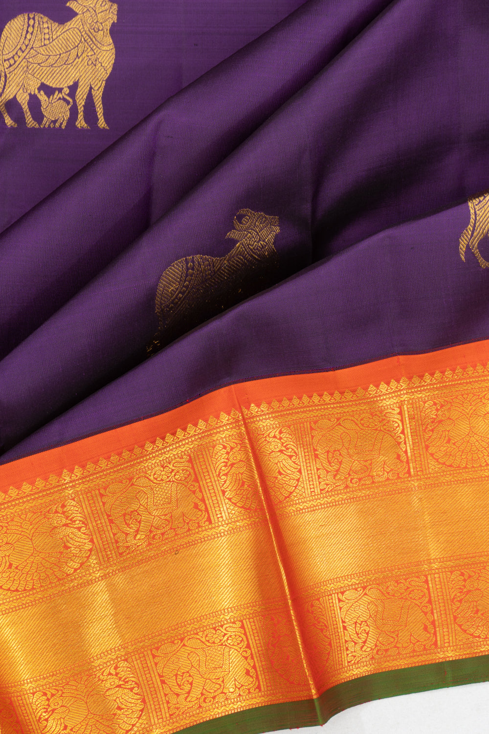 Kanchipuram Silk Pichwai Butta Violet Saree