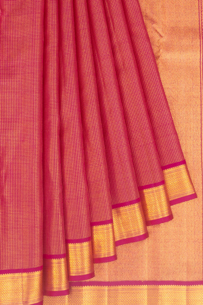 Classic Kanchipuram Silk Kattam Checks Pink Saree