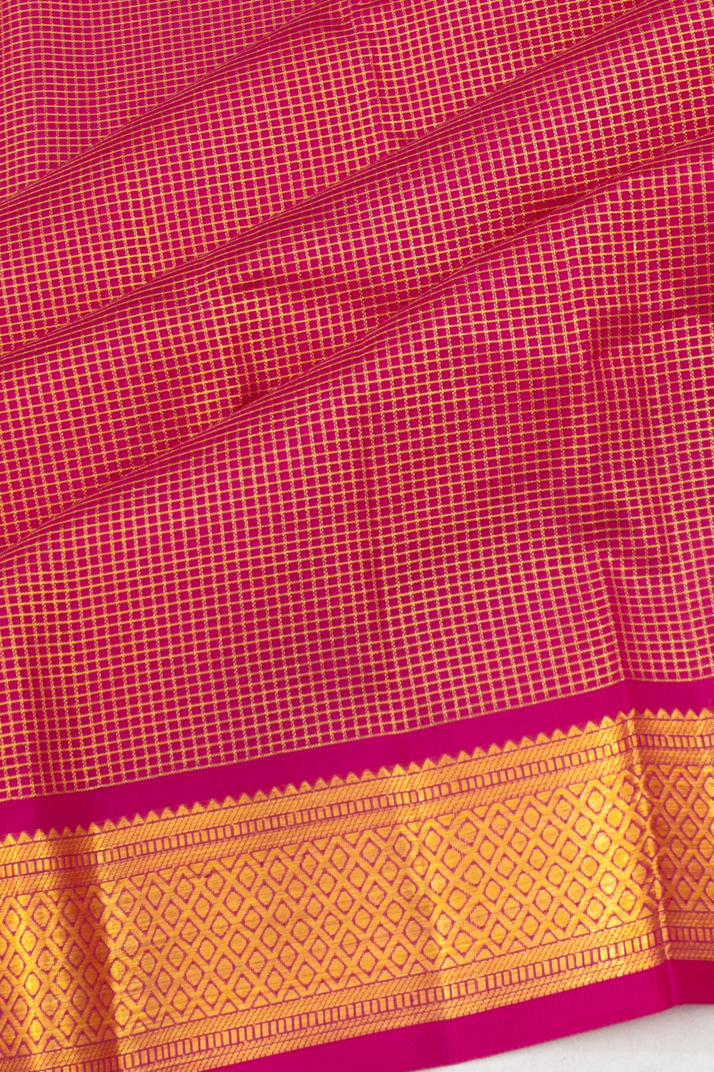 Classic Kanchipuram Silk Kattam Checks Pink Saree