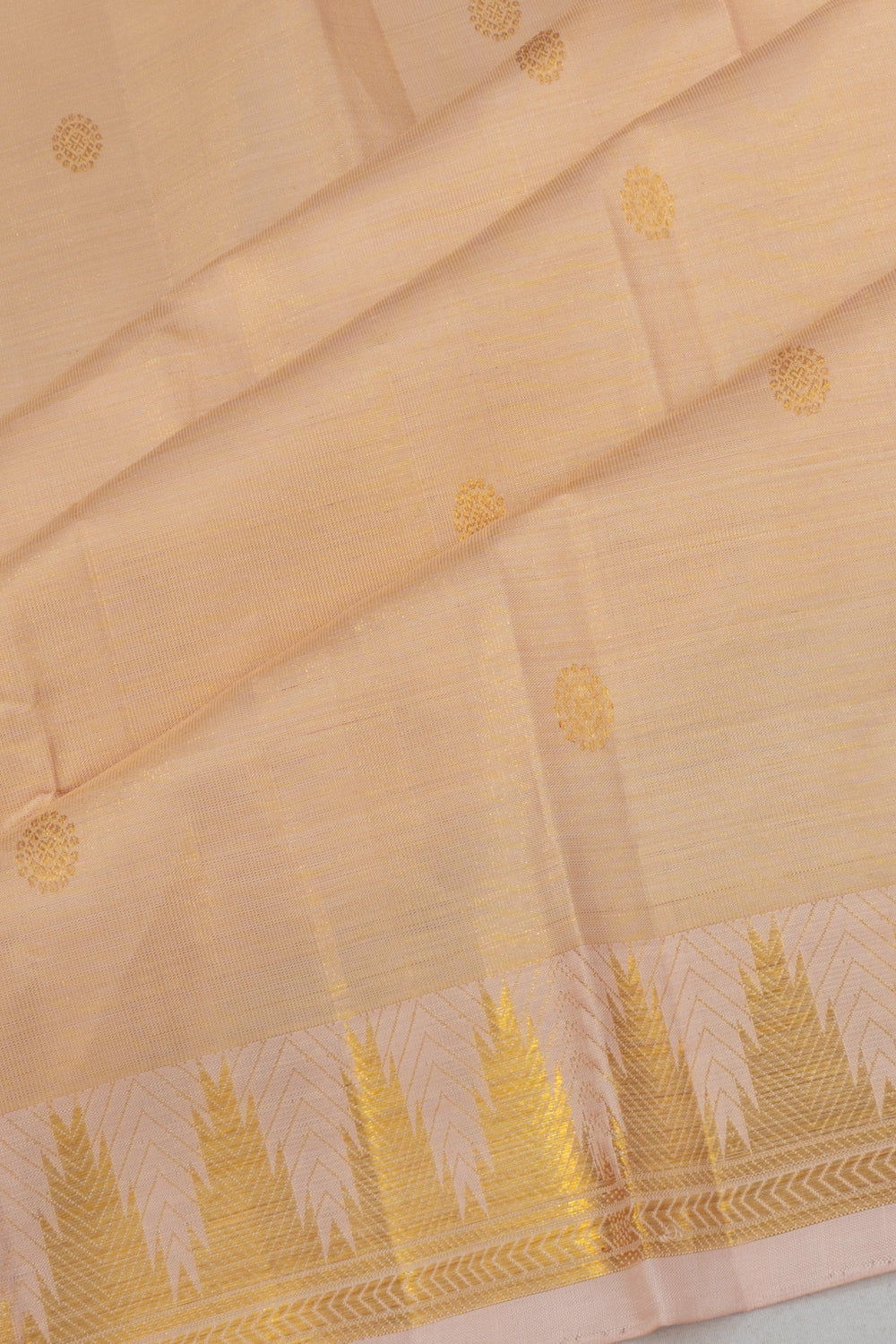 Classic Kanchipuram Silk Tissue Butta Cream Saree