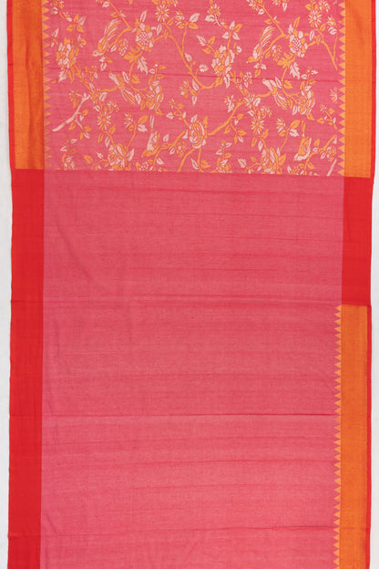 Uppada Silk Jamdani Jaal Pink Saree