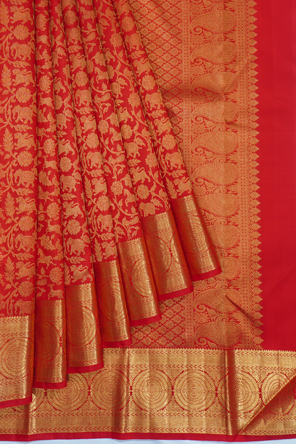 Kanchipuram Silk Vanasingaram Brocade Red Saree