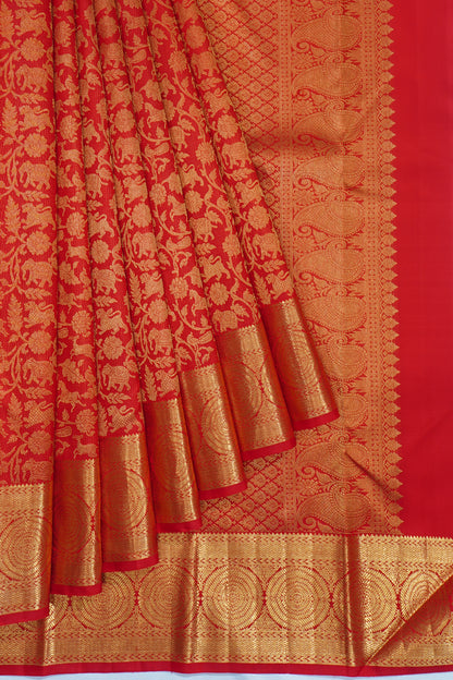 Kanchipuram Silk Vanasingaram Brocade Red Saree