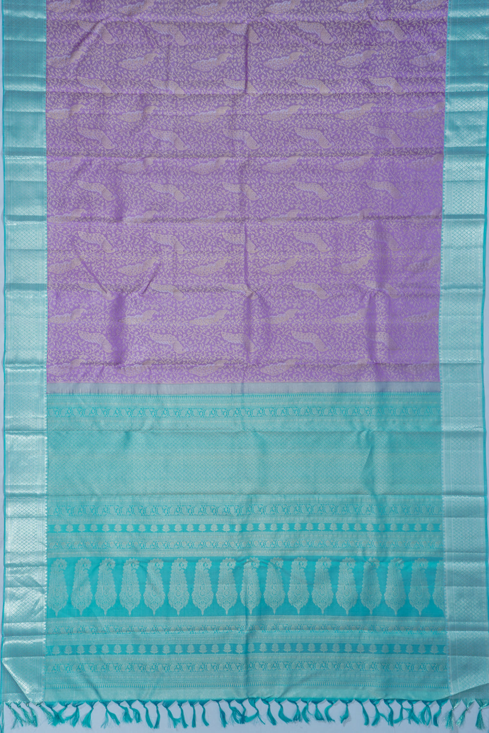 Kanchipuram Silk Tissue Brocade Lavender Saree