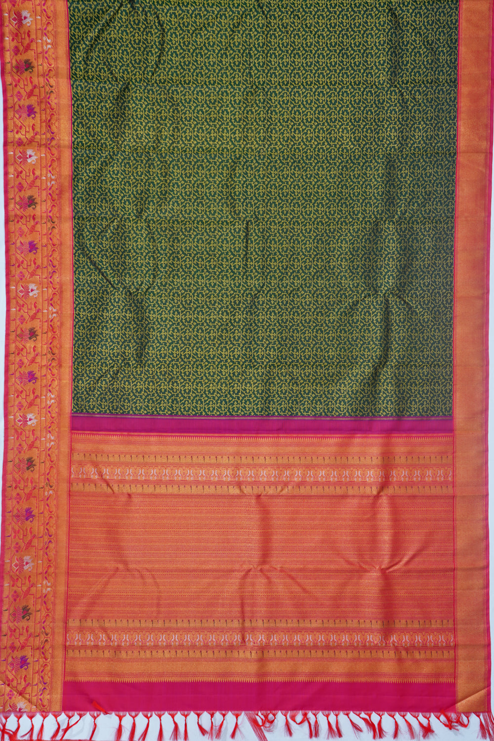 Kanchipuram Silk Brocade Dark Green Saree