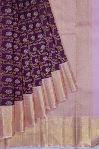 Kanchipuram Silk Brocade Purple Saree