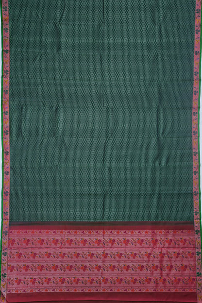 Kanchipuram Silk Brocade Bottle Green Saree