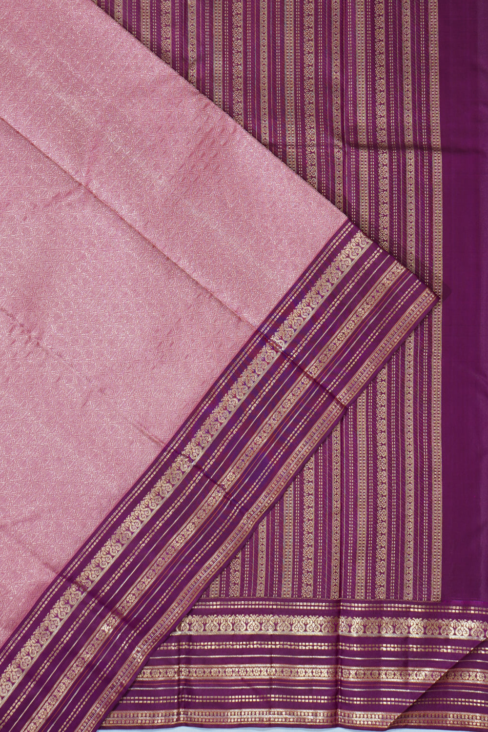 Kanchipuram Silk Jacquard Baby Pink Saree