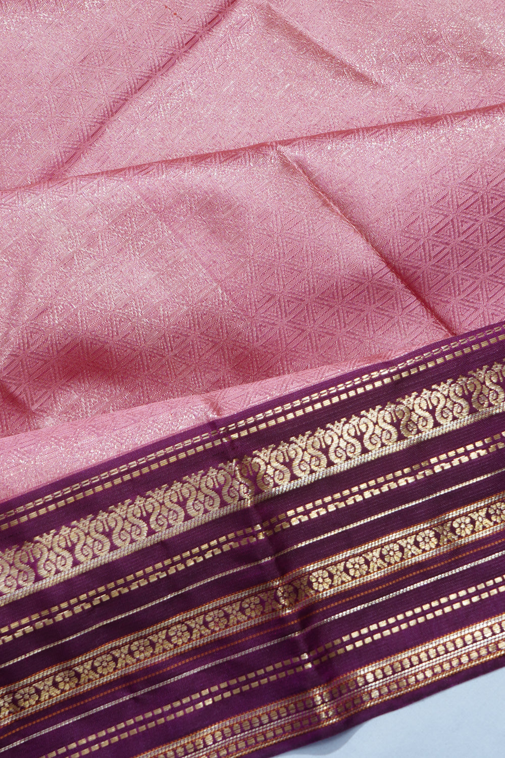 Kanchipuram Silk Jacquard Baby Pink Saree