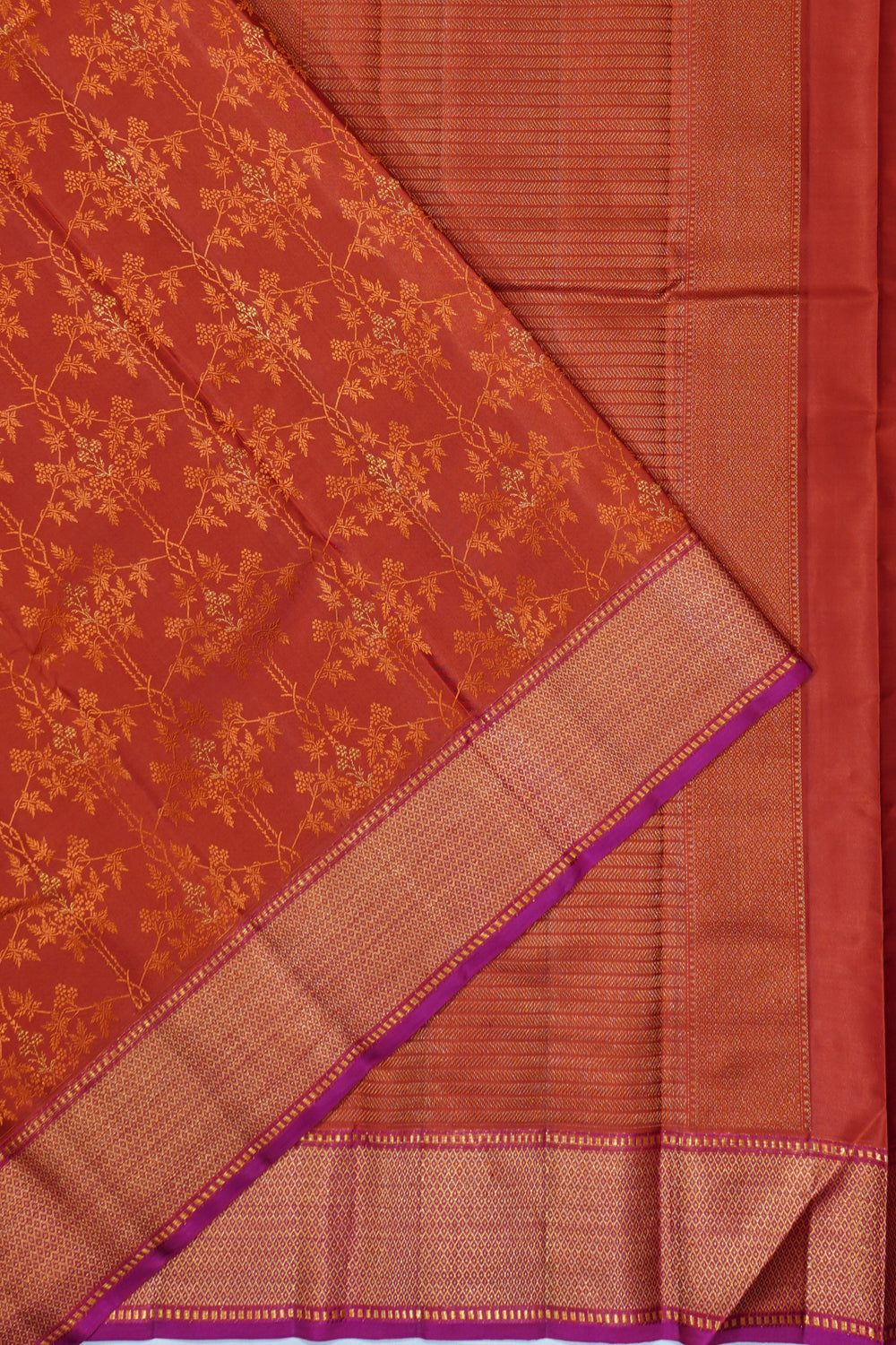 Kanchipuram Silk Jacquard Brown Saree