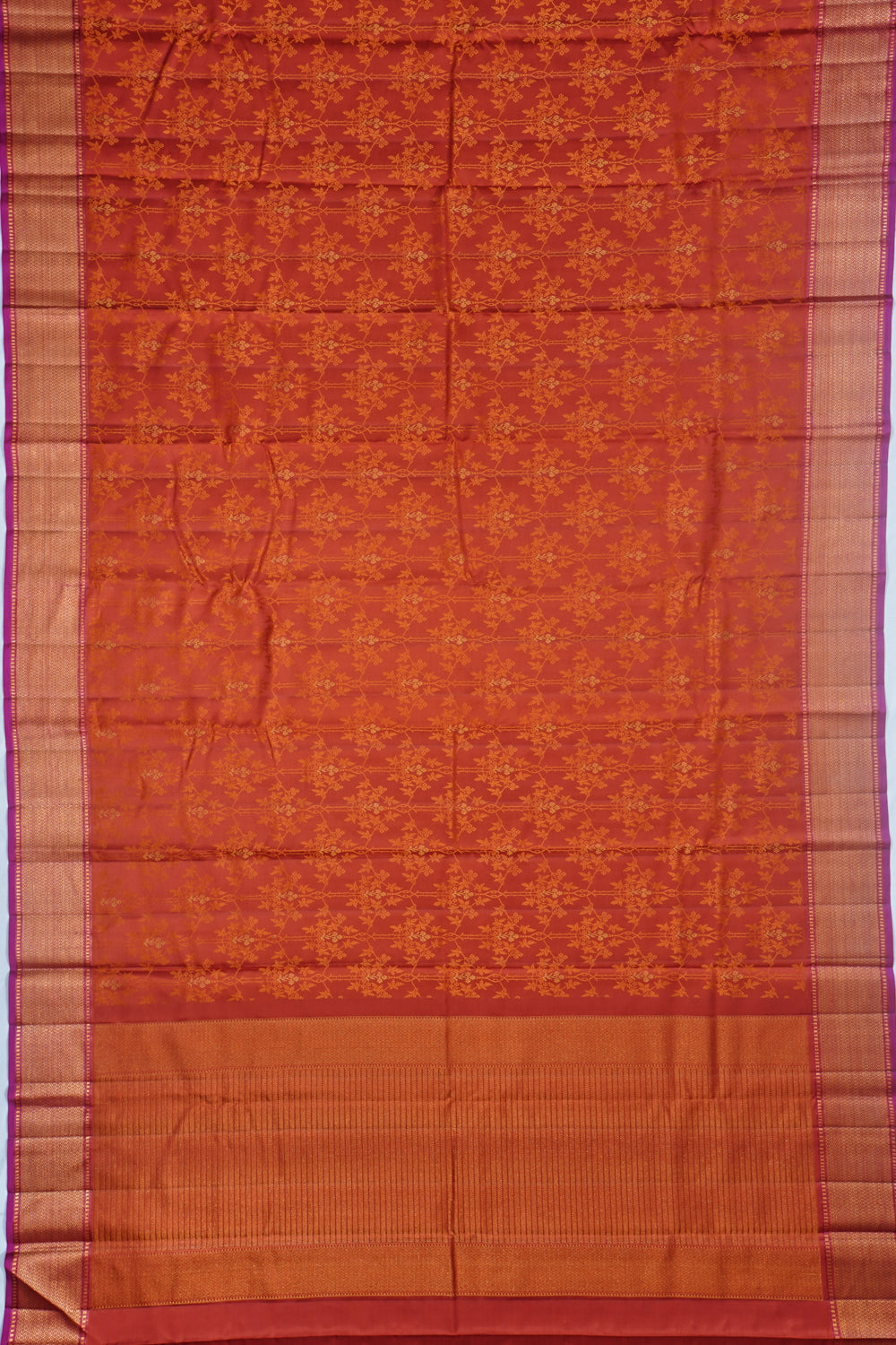 Kanchipuram Silk Jacquard Brown Saree