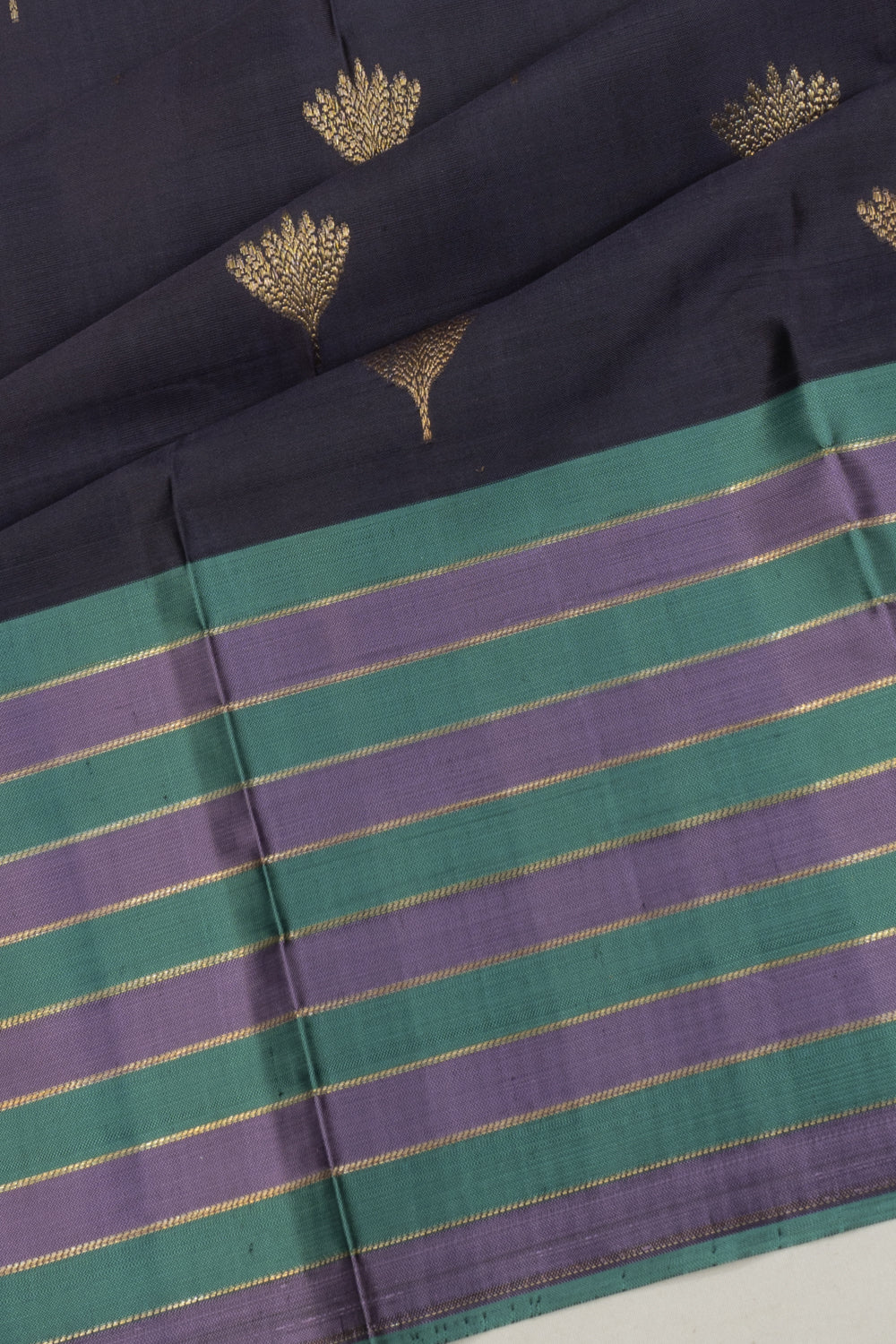 Kanchipuram Silk Butta Dark Grey Saree