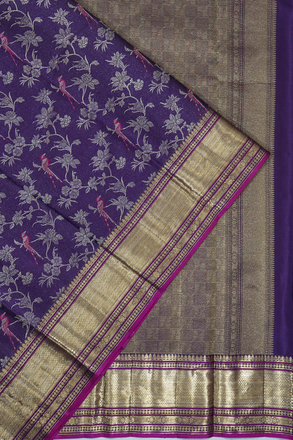 Kanchipuram Silk Jaal Purple Saree