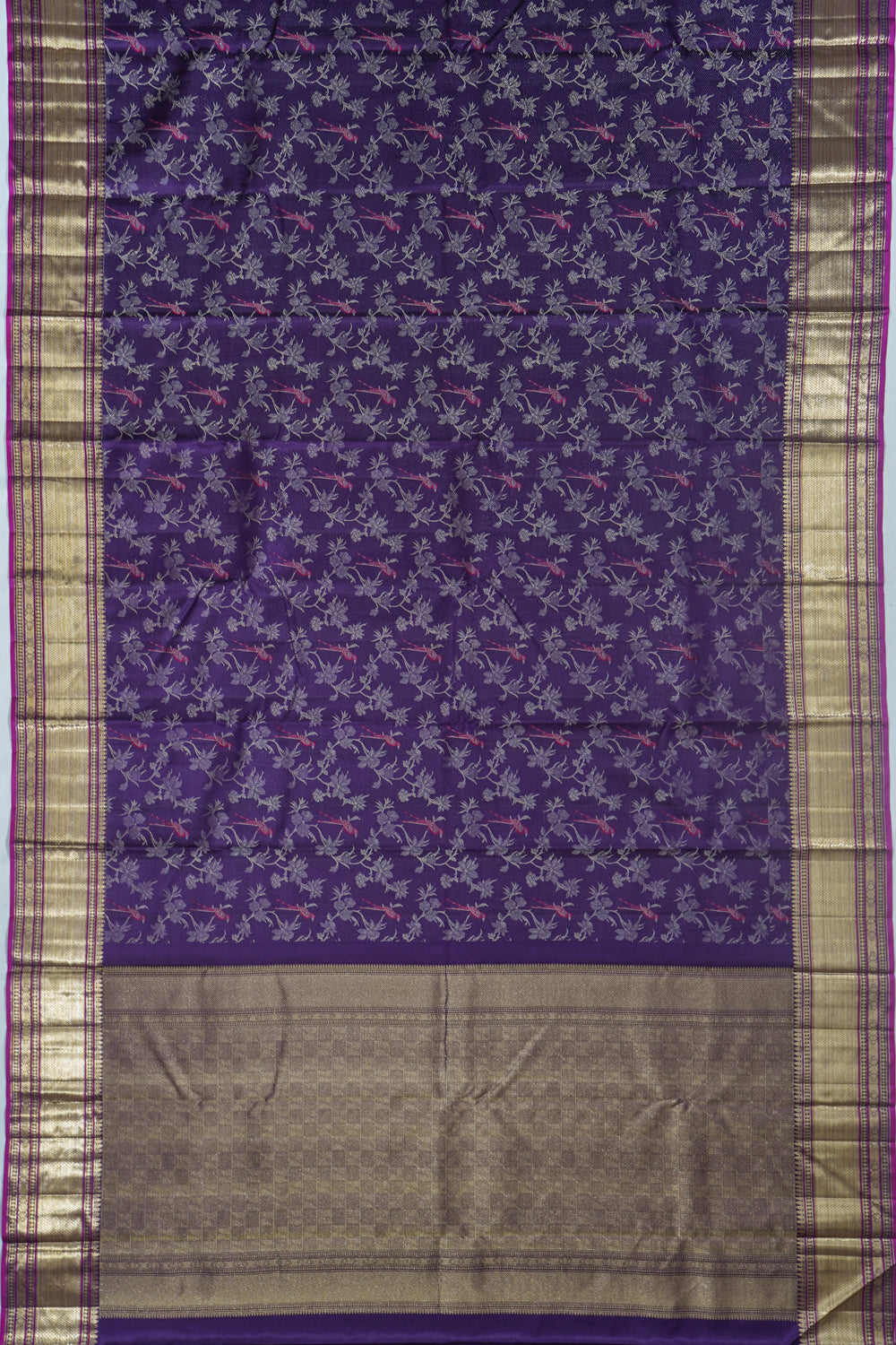 Kanchipuram Silk Jaal Purple Saree