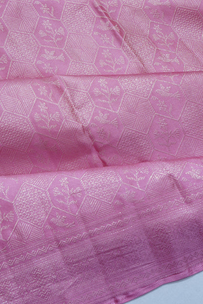 Kanchipuram Silk Brocade Baby Pink Saree