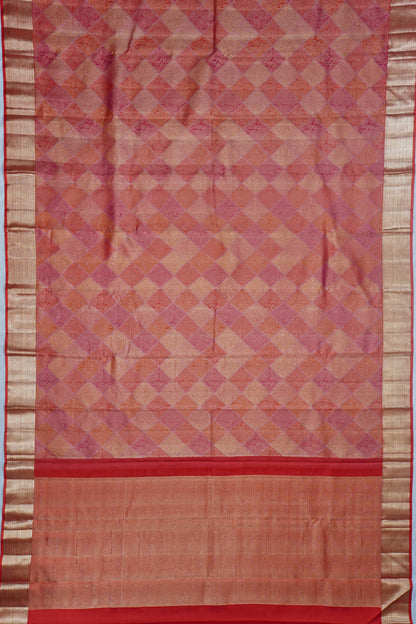 Kanchipuram Silk Geometrical Brocade Pink Saree