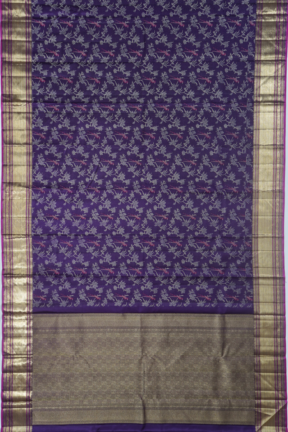 Kanchipuram Silk Tissue Jaal Purple Sare