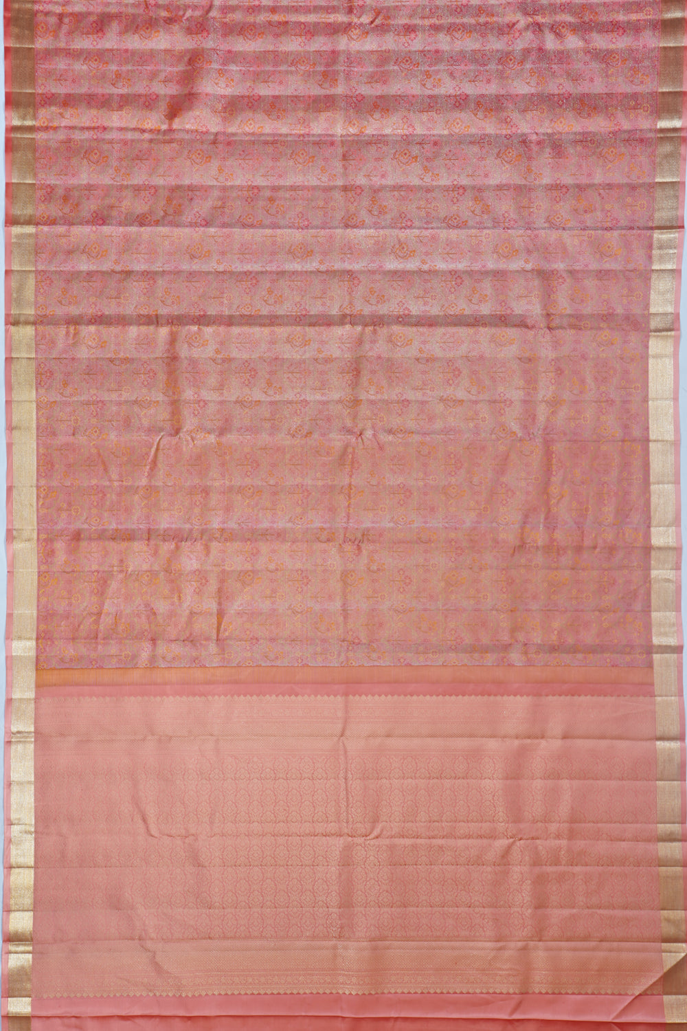 Kanchipuram Silk Tissue Brocade Pink Saree