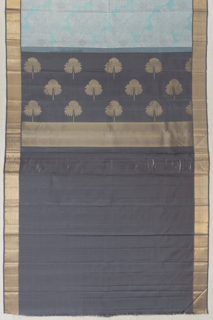 Kanchipuram Silk Tissue Powder Blue And Grey Saree