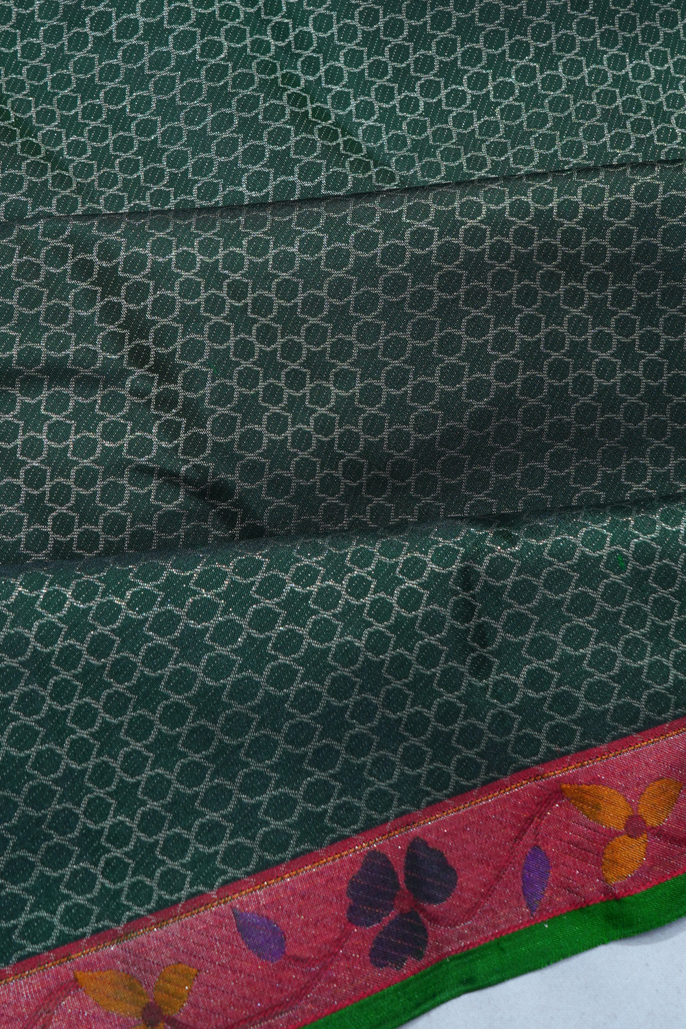 Kanchipuram Silk Brocade Bottle Green Saree