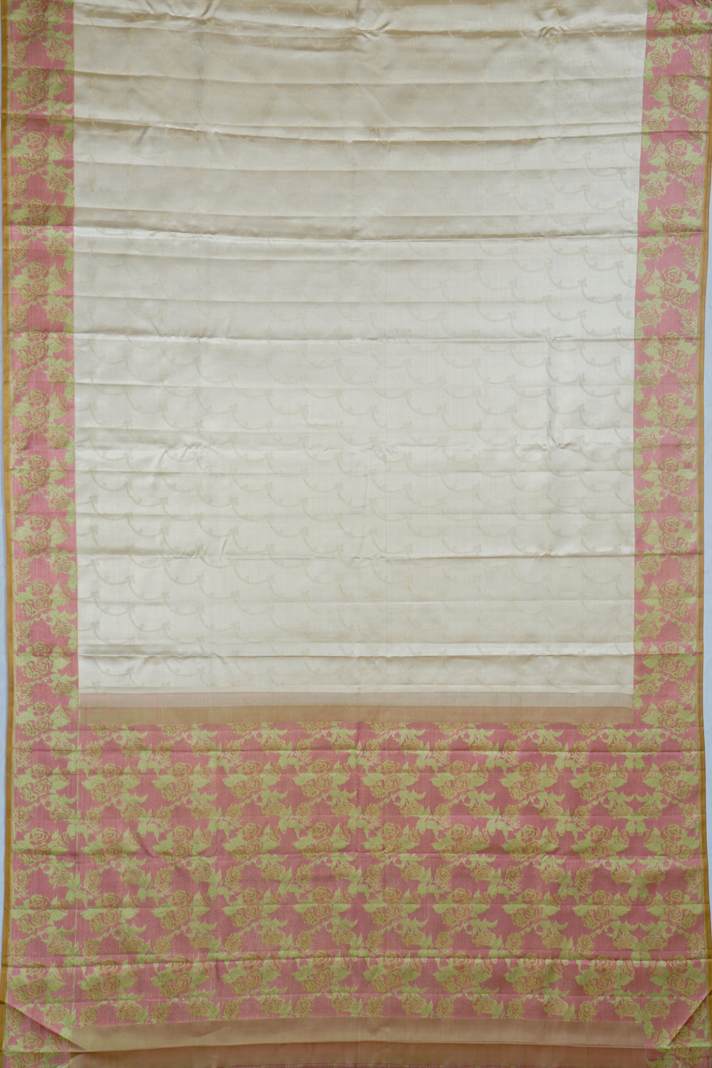 Kanchipuram Silk Jacquard Cream Saree