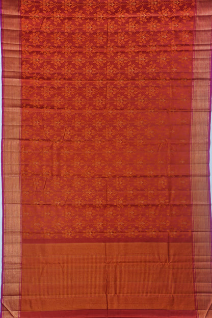 Kanchipuram Silk Jacquard Brown Saree