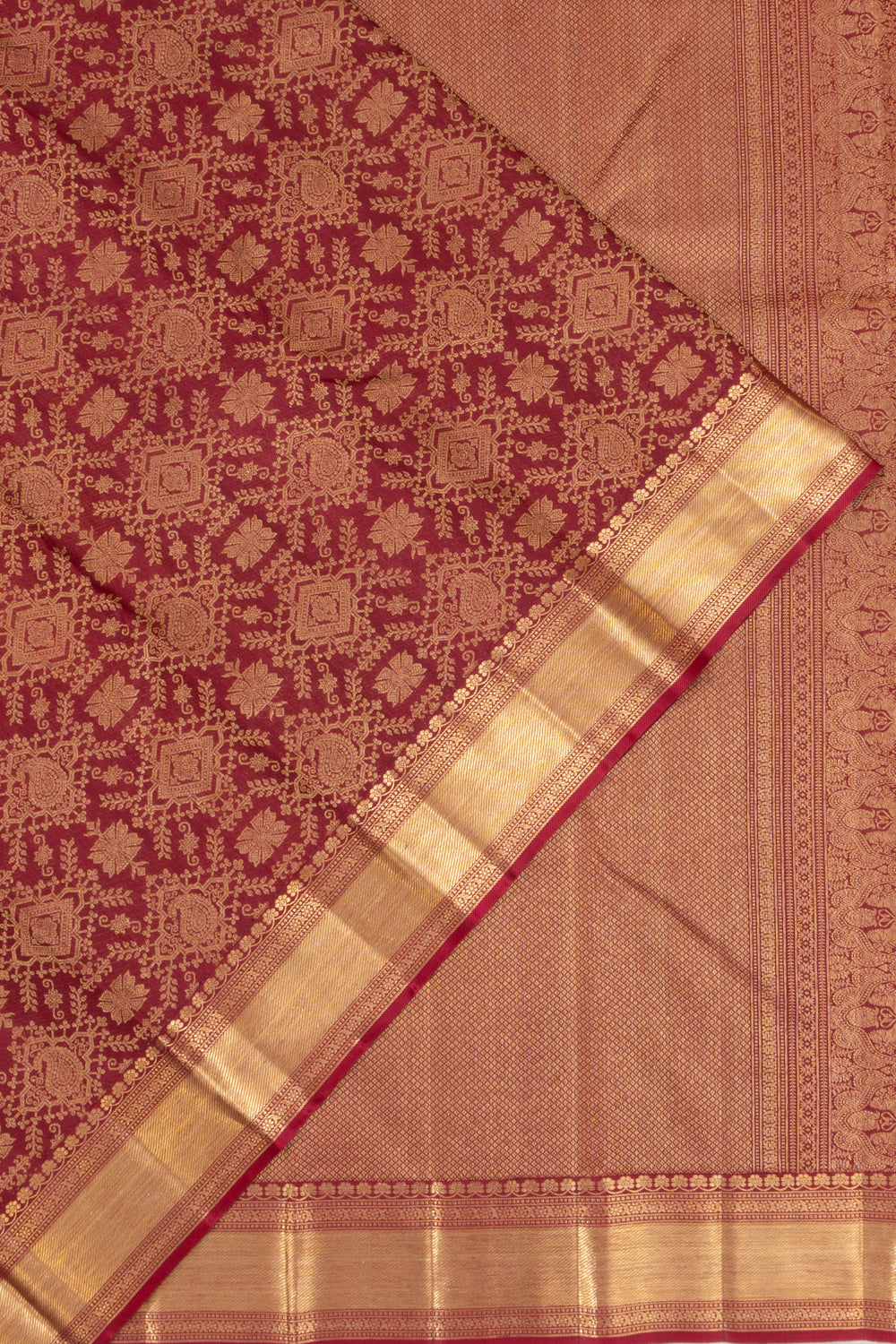 Kanchipuram Silk Brocade Maroon Saree