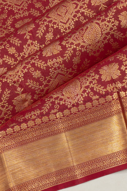 Kanchipuram Silk Brocade Maroon Saree