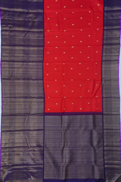 Kanchipuram Silk Butta Red Saree With Very Big Border