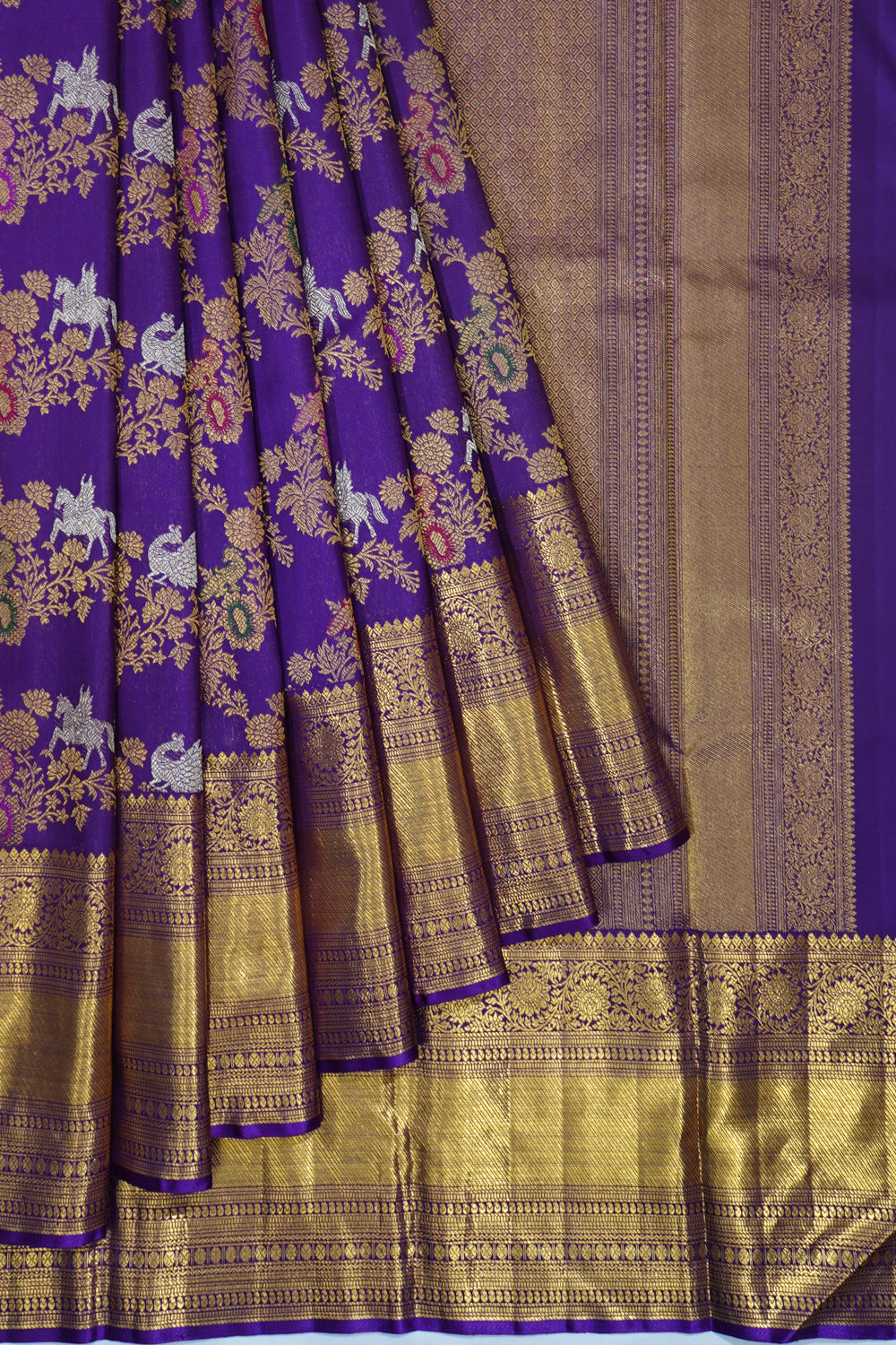 Kanchipuram Silk Jaal Violet Saree