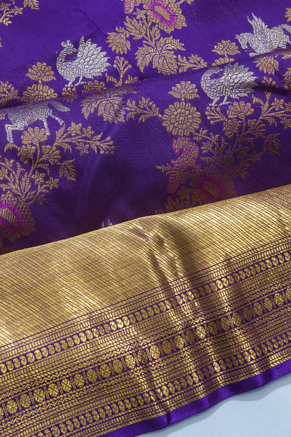 Kanchipuram Silk Jaal Violet Saree