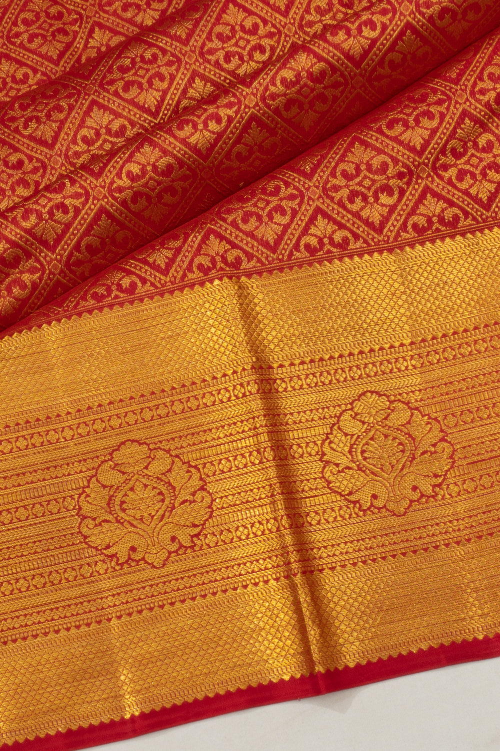 Kanchipuram Silk Brocade Red Saree